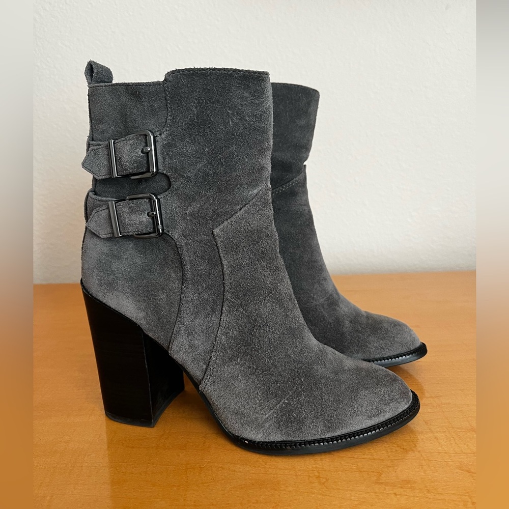 BCBG Grey Suede Booties